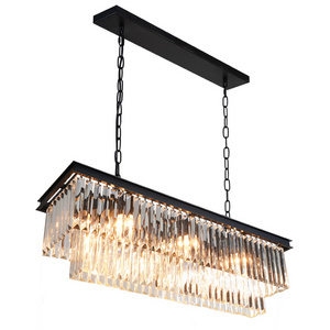 MEEROSEE Rectangle Modern Crystal Chandeliers Lighting Pendant Ceiling Lights Fixture Lamp for Dining Living Room  MD81644