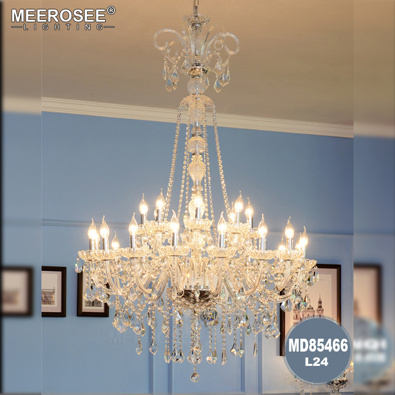 MEEROSEE Long Stair Crystal Chandelier Luxurious Staircase Lighting Hanging Light Fixture For Hotel MD85466