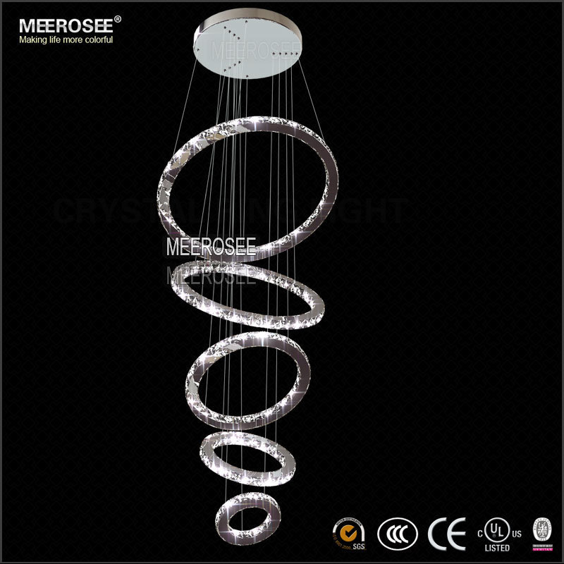 Modern 5 Rings Crystal LED Ceiling Light Fixture LED Crystal Lighting for stairs staircase hotel Hallway Porch Lighting MD8825