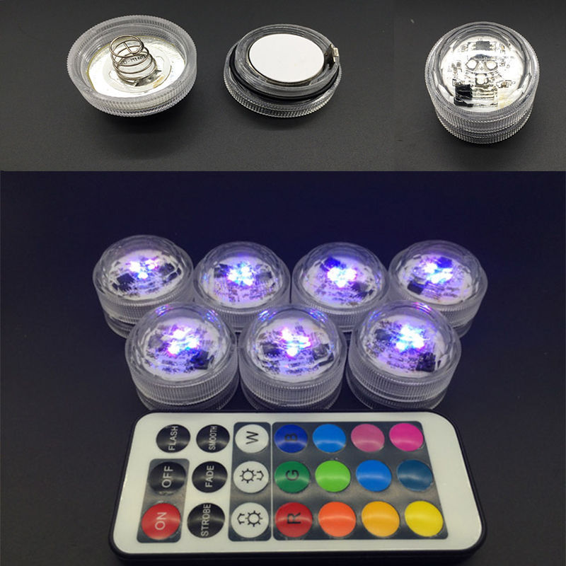 3 LEDs Multicolor LED Submersible Candle Light with Remote control /15 Colors Remote control Underwater LED Tea Light for Vase