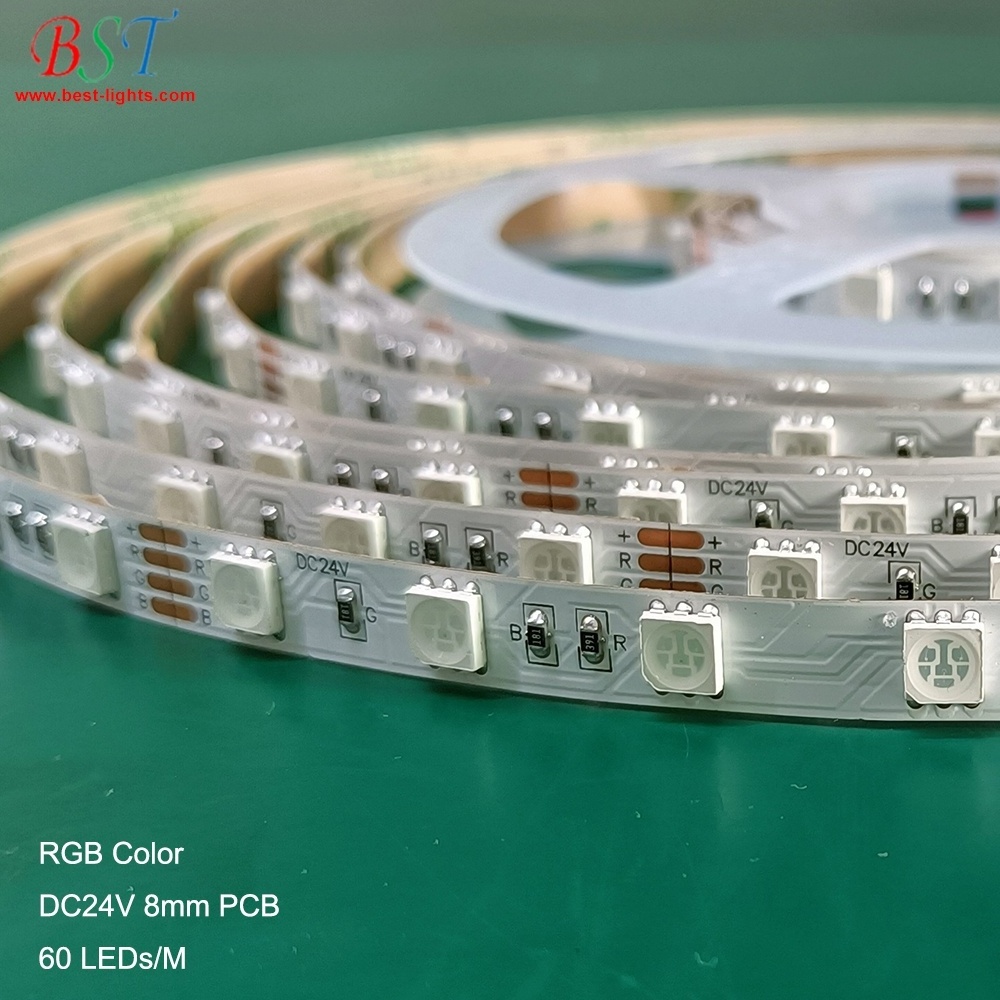 RGB Color changing LED Strip light SMD5050 DC12V, DC5V, DC24V 6mm, 8mm, 10mm wide 60 LEDs/M Super Bright rgb led strip lights