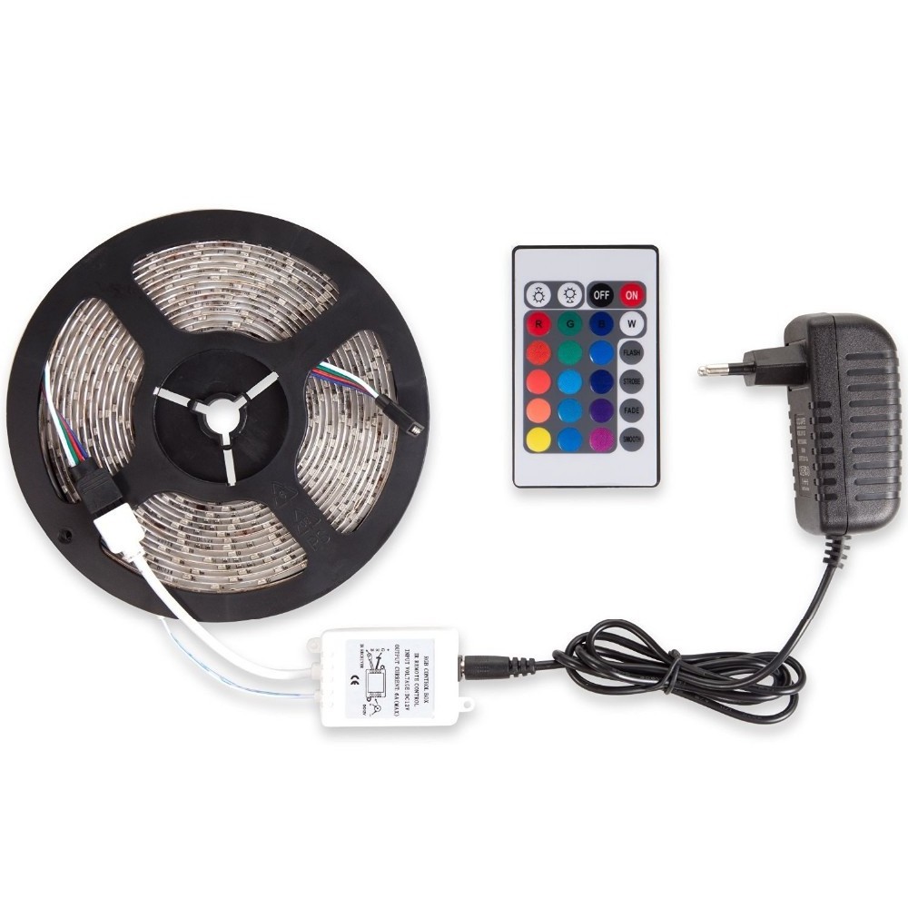 LED ruban Tape Strips Light IP65 Complet Kit 3528 60led/m RGB rainbow wifi controller with power supply