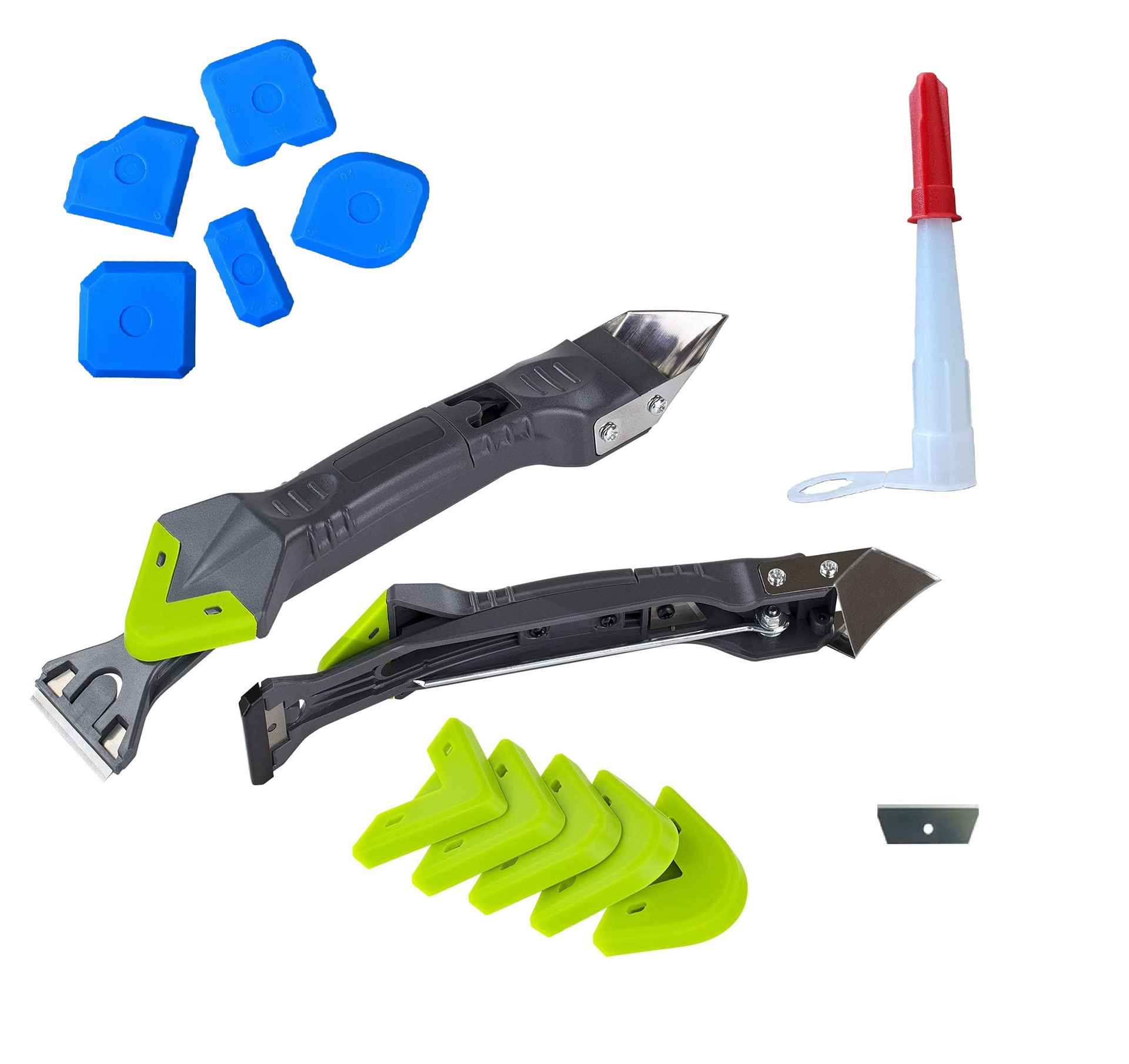 5 in 1 Caulking Tool Kit Glass Glue Angle Scraper Caulk Remover and Sealant Scraper Silicone Caulk Finishing Tool Set