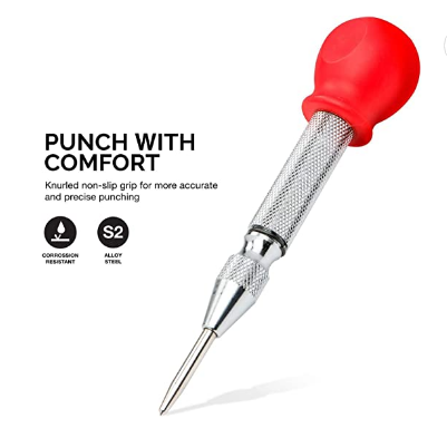 5-Inch Automatic Center Punch for Metal, Adjustable Impact Spring Loaded Center Punch Tool, Spring Punch