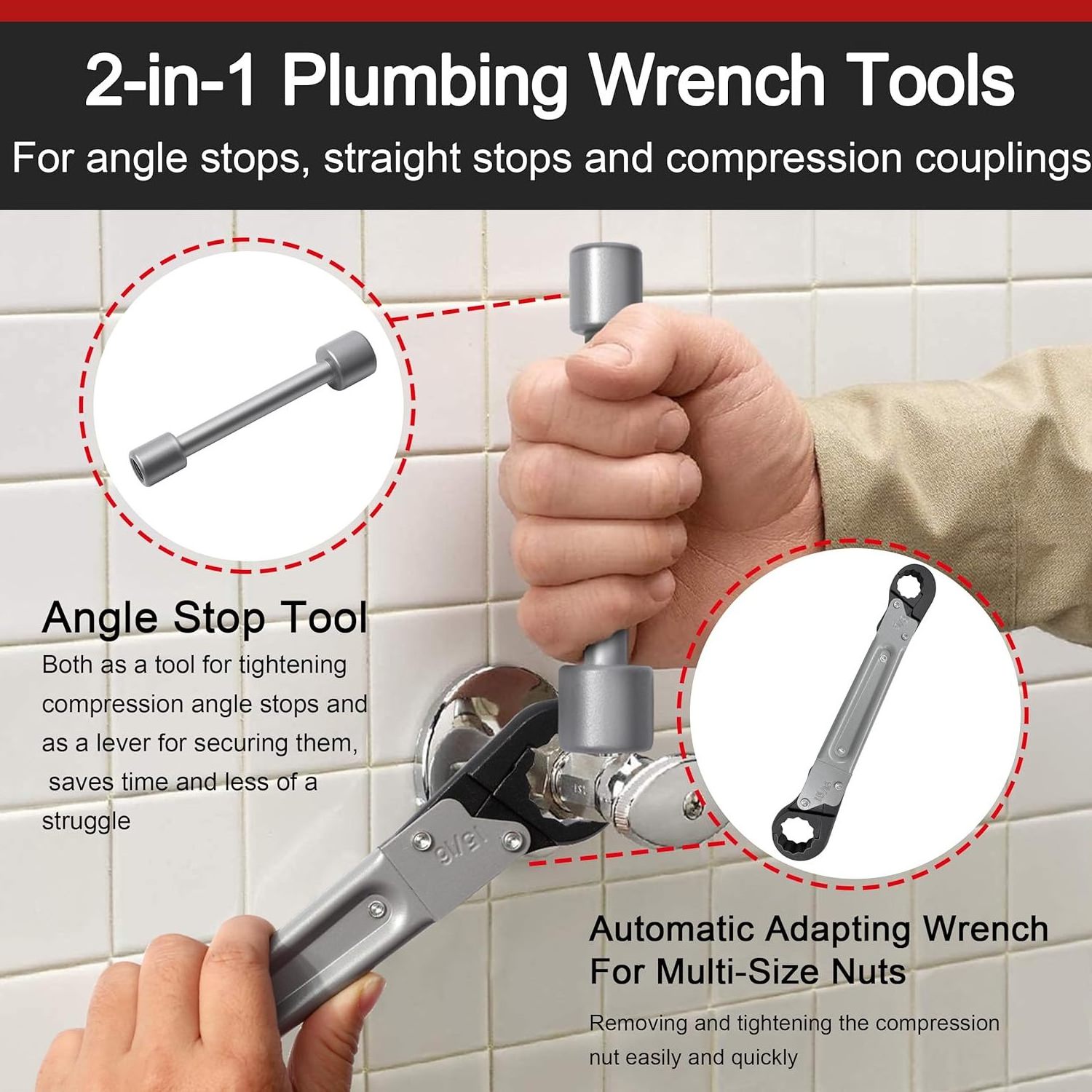 Plumbing Tools Angle Stop Wrench Plumbing Tool For Easy Angle Stop Supply Nut Installation Must-Have For Plumbers Plumbing Tool