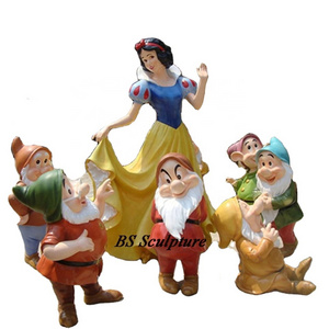 life size fiberglass snow white and The Seven Dwarfs Statue Garden  Resin Statue Sculpture