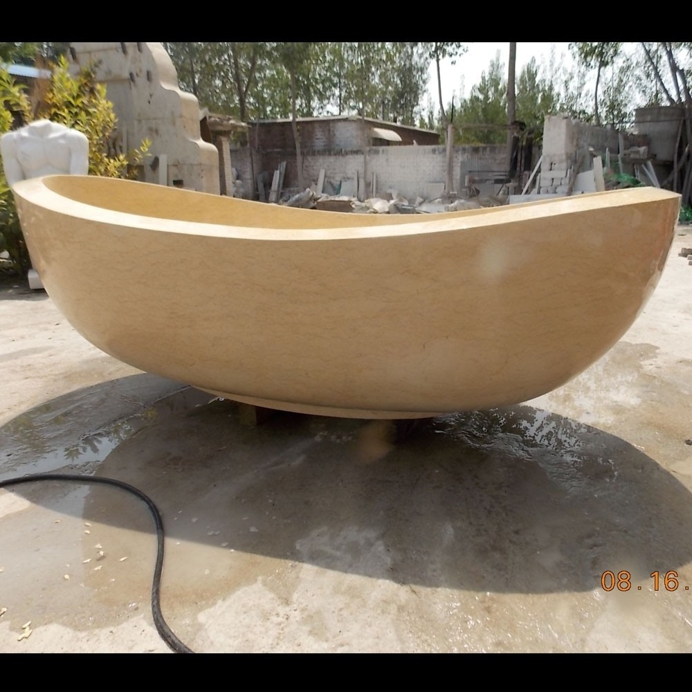 natural stone tub Egypt cream marble bathtub sculpture for sale