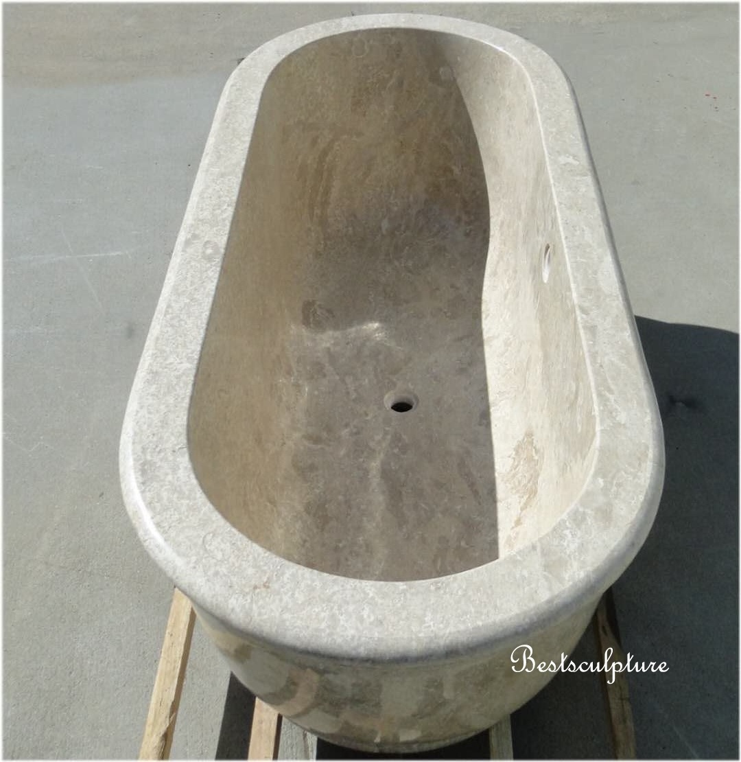 natural stone tub Egypt cream marble bathtub sculpture for sale