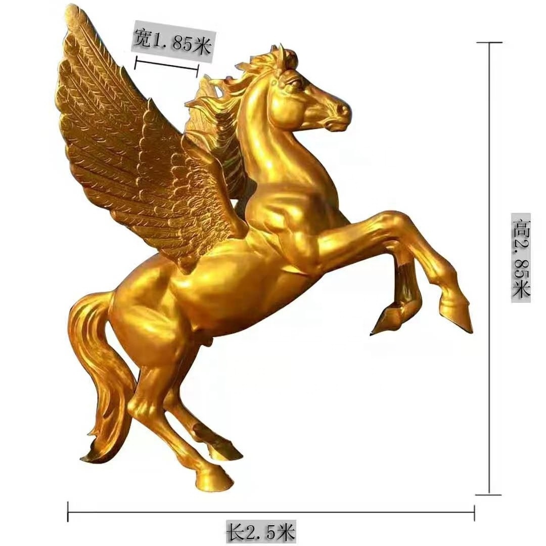 garden decor fiberglass life size resin jumping horse with wing statue sculpture