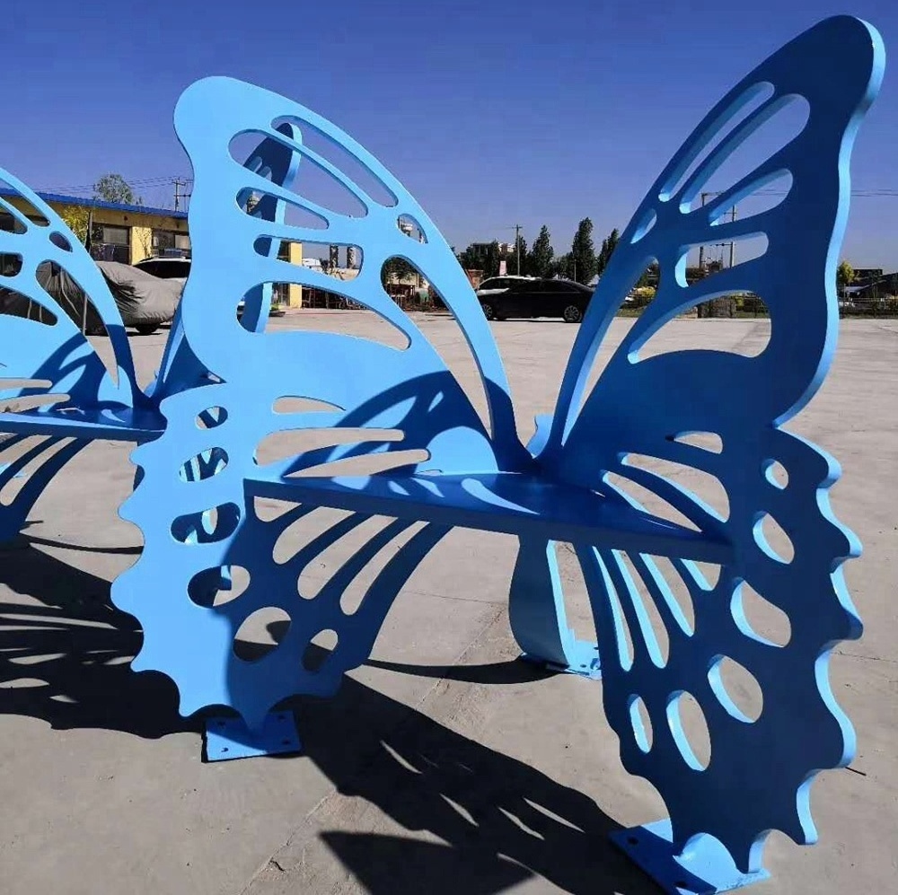 outdoor metal butterfly sculpture garden iron chair for sale