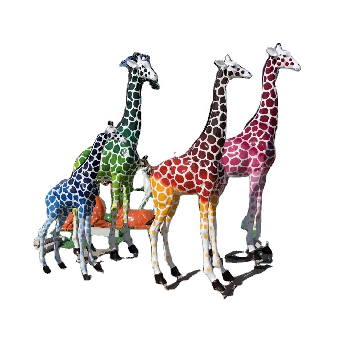 Wholesale life size resin fiberglass giraffe statue for garden decor resin animal sculpture for outdoor decoration