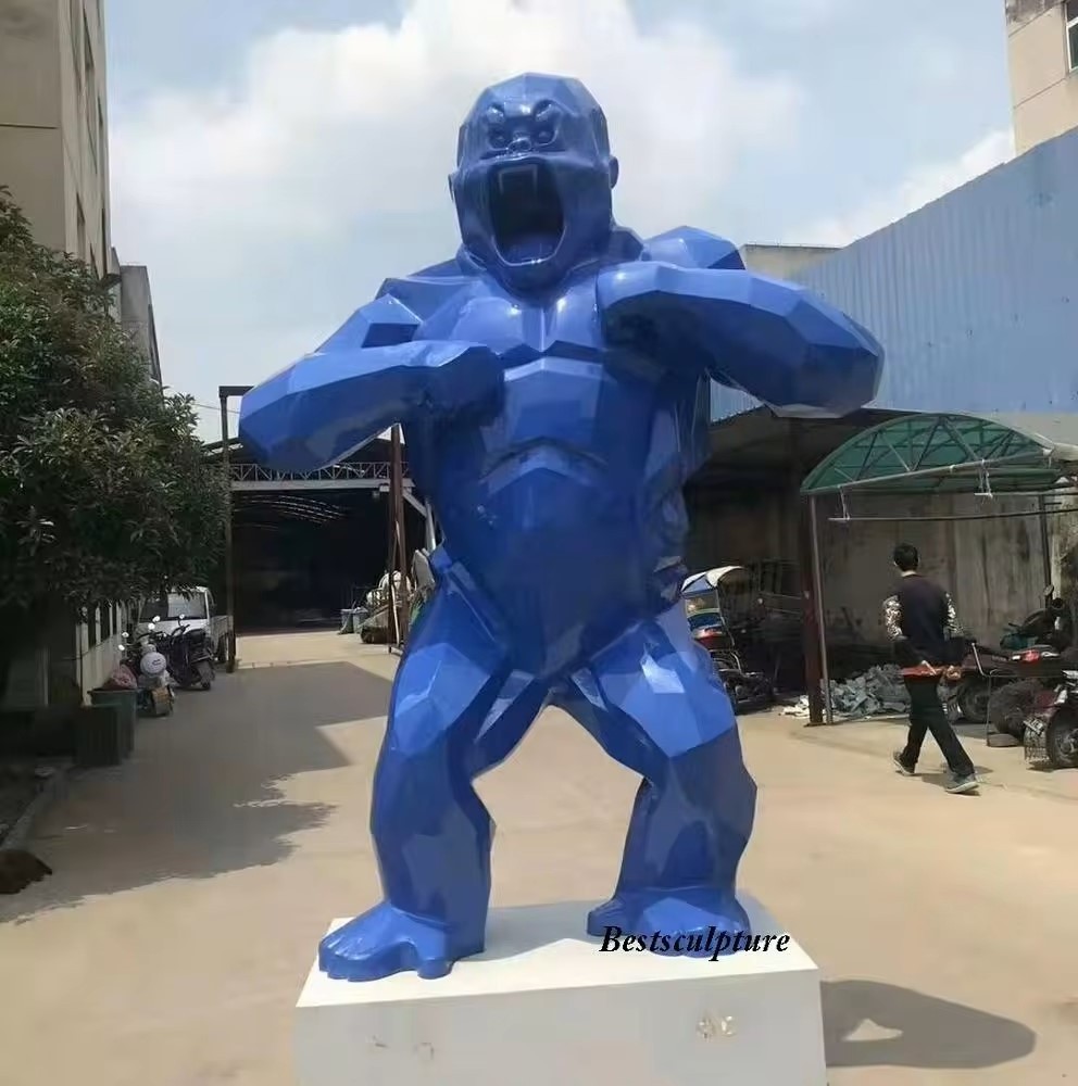 outdoor large fiberglass resin roaring gorilla statue sculpture for sale