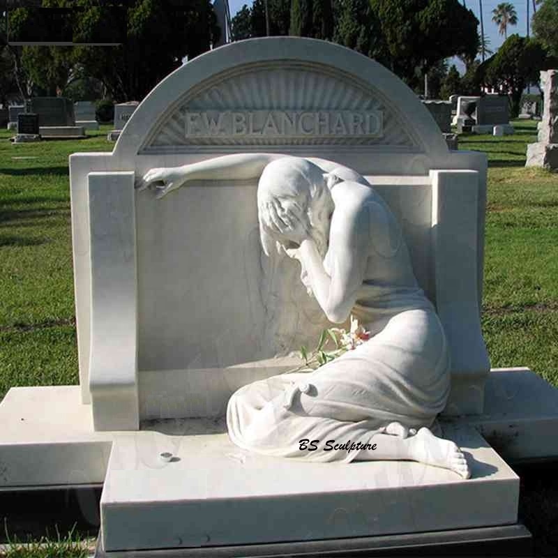 customized natural white marble  cross headstone granite tombstones and monuments memorial