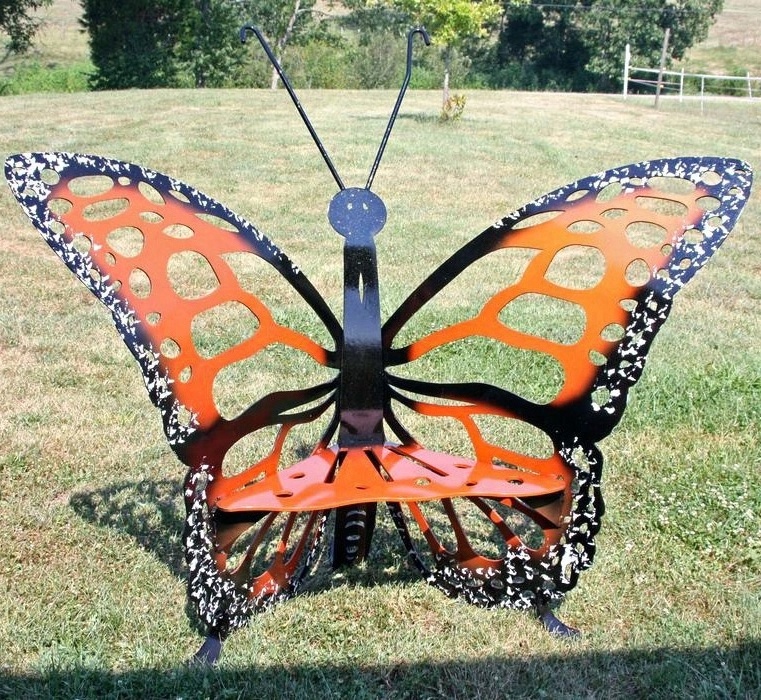 outdoor metal butterfly sculpture garden iron chair for sale