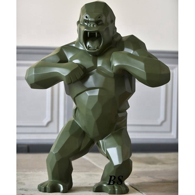 outdoor large fiberglass resin roaring gorilla statue sculpture for sale