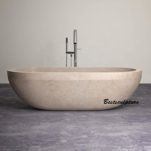 modern oval stone egypt cream freestanding beige marble bathtub for sale