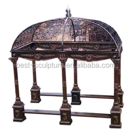 outdoor decorative round antique wrought iron garden gazebo for sale