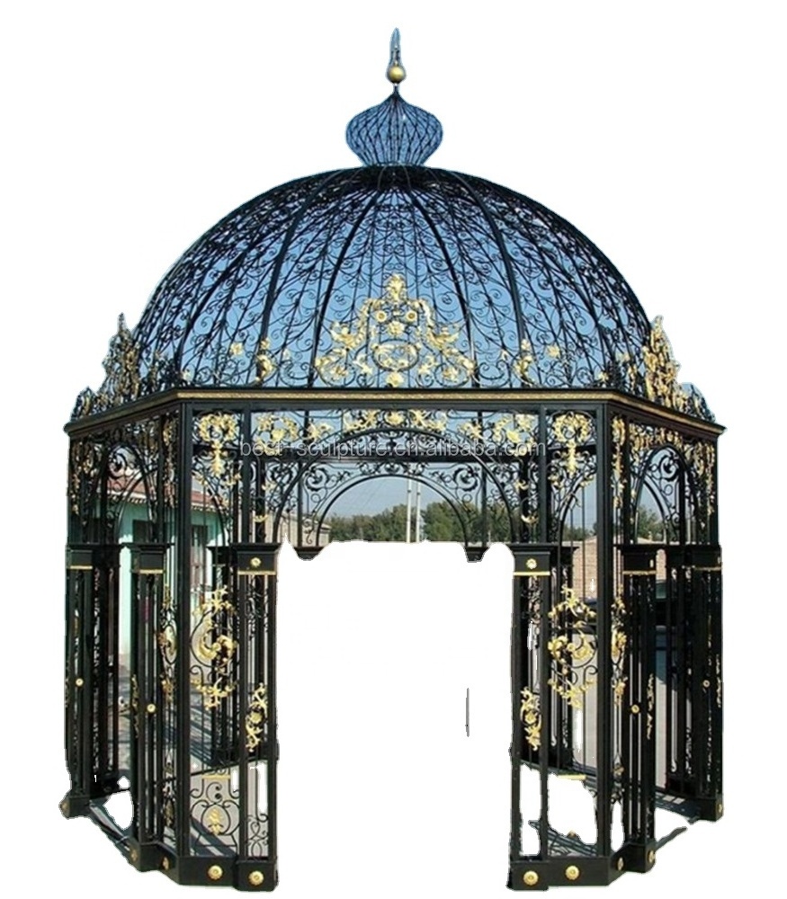 outdoor decorative round antique wrought iron garden gazebo for sale