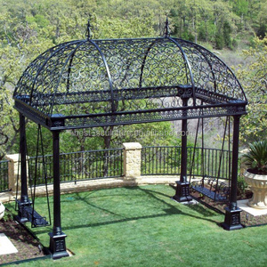 outdoor decorative wrought iron pavilion oblong gazebo with swings