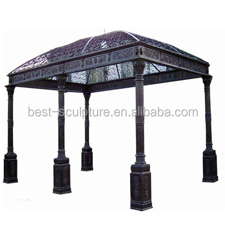 outdoor decorative wrought iron pavilion oblong gazebo with swings