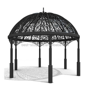 garden wrought iron pavilion metal gazebo with dome roof design for sale