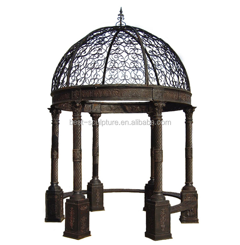 garden wrought iron pavilion metal gazebo with dome roof design for sale