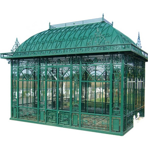 outdoor garden customized vintage metal gazebo wrought iron greenhouse for sale