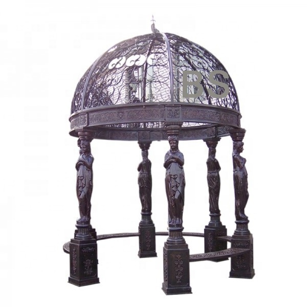 outdoor victorian cast iron round gazebo metal art sculpture  for sale