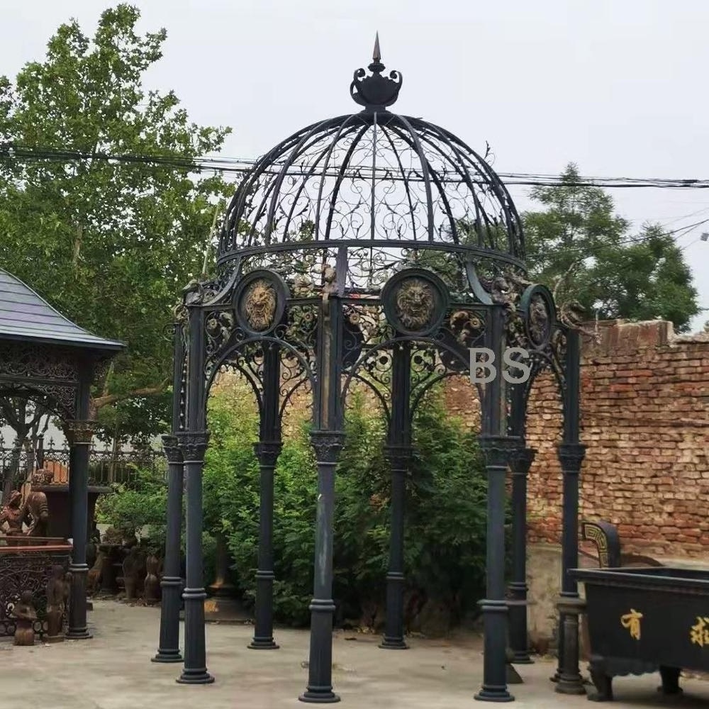 outdoor victorian cast iron round gazebo metal art sculpture  for sale