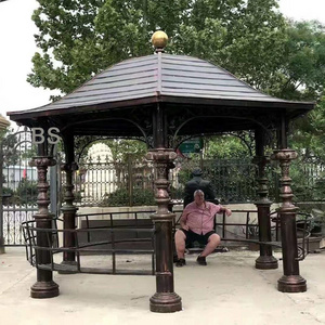 outdoor victorian cast iron round gazebo metal art sculpture  for sale