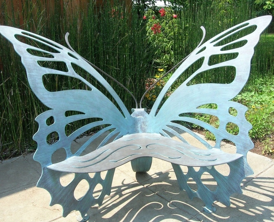 outdoor metal garden bench stainless steel butterfly chair sculpture for sale