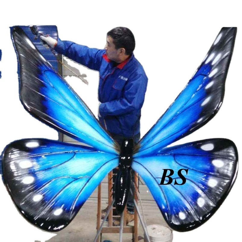 customized modern large fiberglass garden bench sculpture butterfly statue for sale