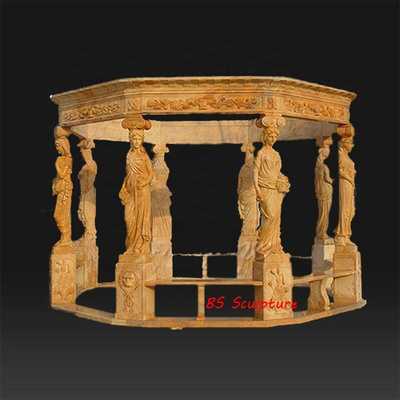 Luxury large greek white modern stone marble figure garden outdoor gazebo with figure