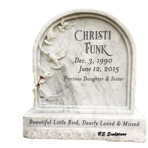 Hand Carved beautiful White Marble Grave headstone on Sale