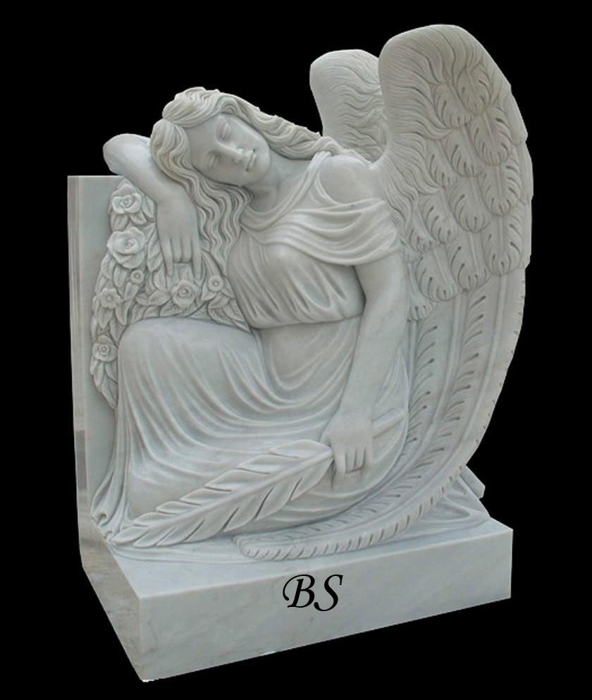 White Marble Angel Monuments Headstone and Tombstone