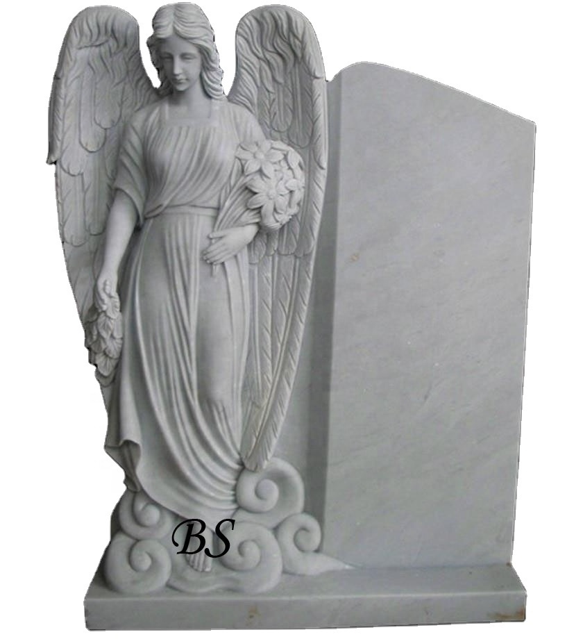 White Marble Angel Monuments Headstone and Tombstone