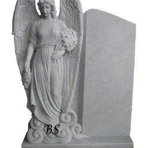 White Marble Angel Monuments Headstone and Tombstone