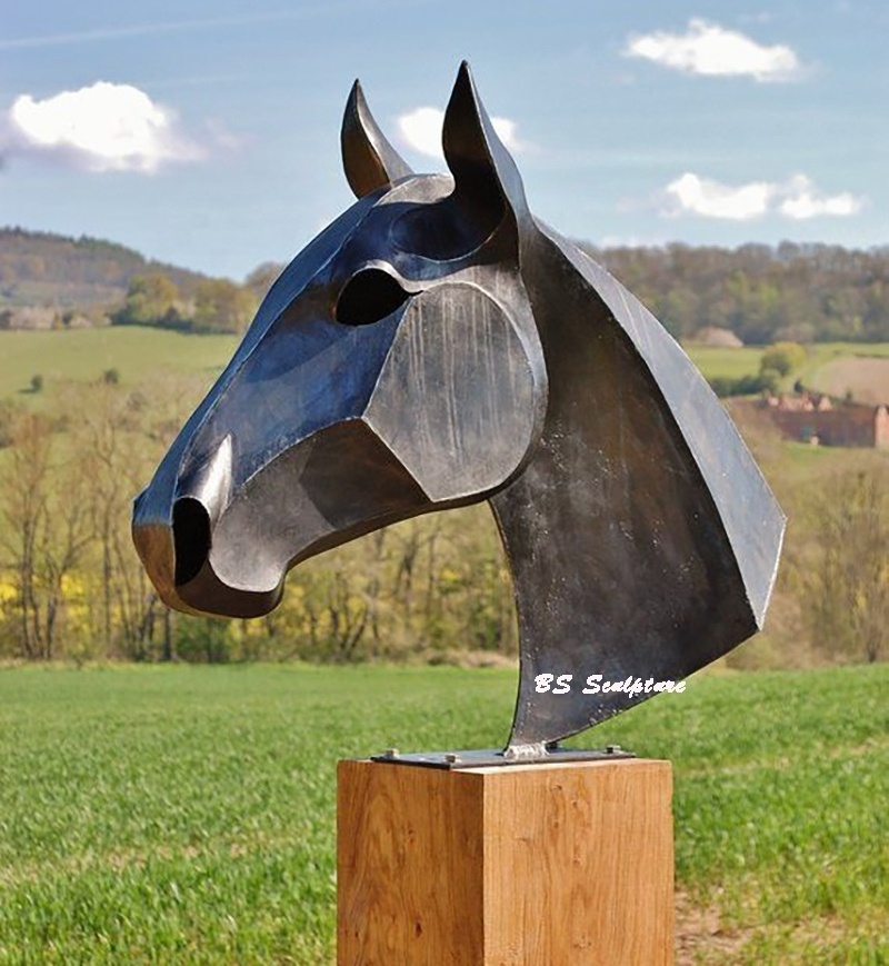 metal art Life size horse head stainless steel large animal statue sculpture