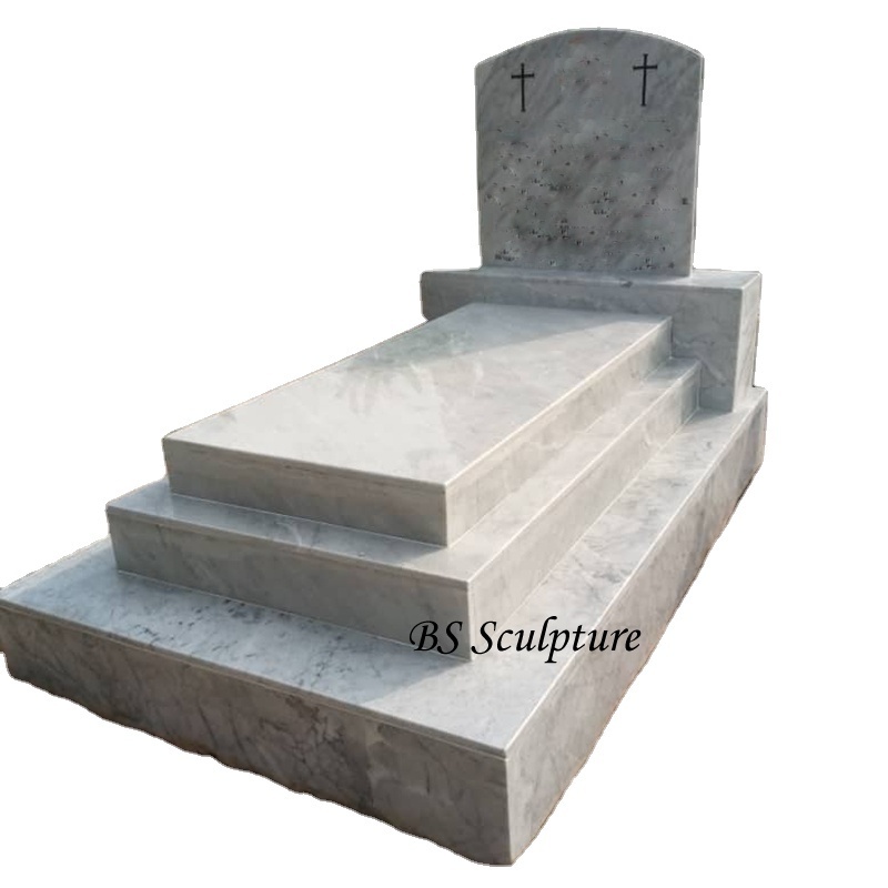 customized natural white marble  cross headstone granite tombstones and monuments memorial