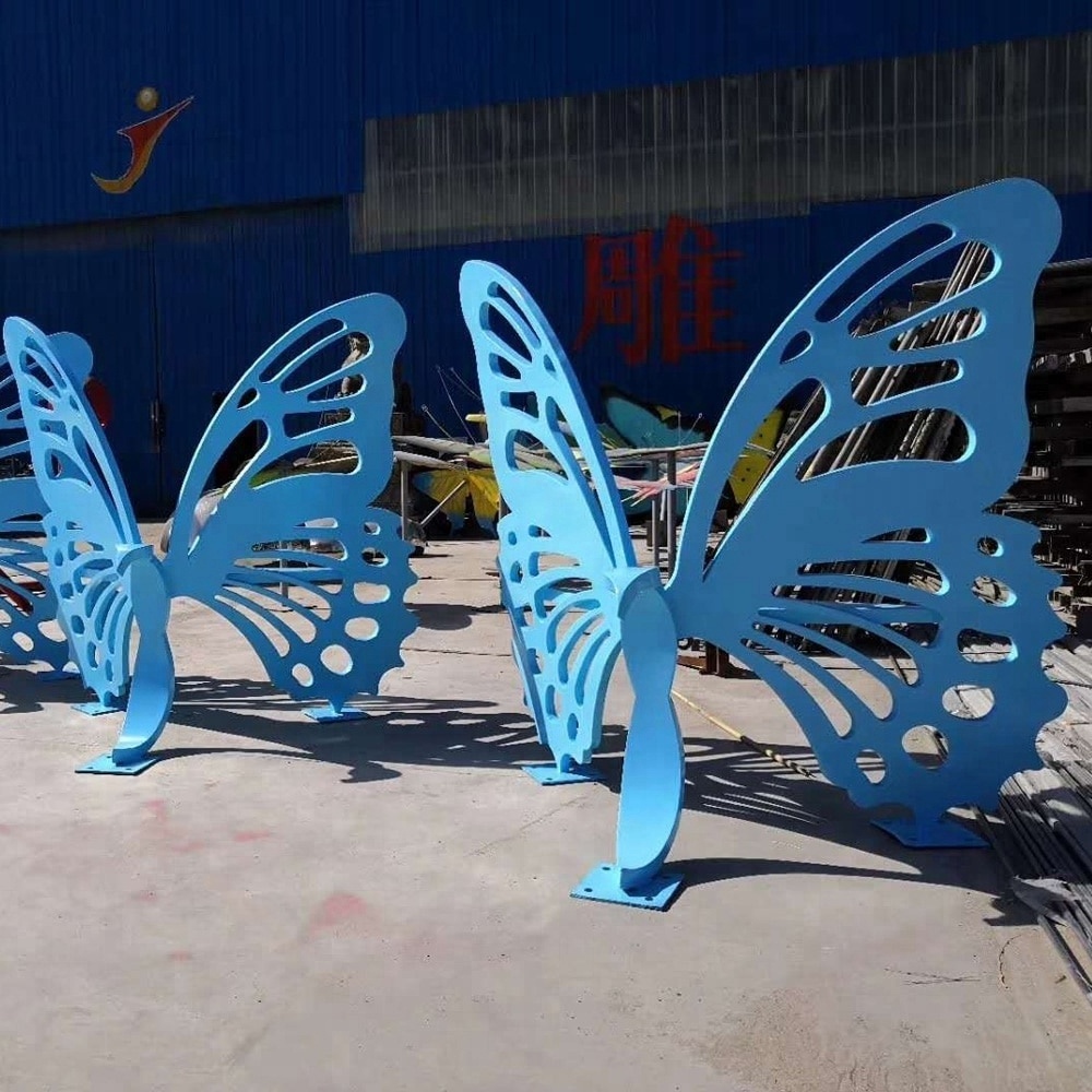 outdoor furniture metal butterfly garden iron bench sculpture for sale