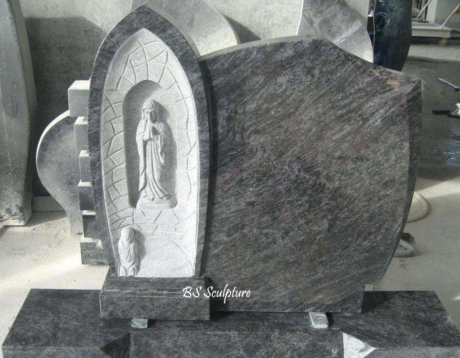 luxurious granite virgin mary  statue tombstone gravestone monument sculpture