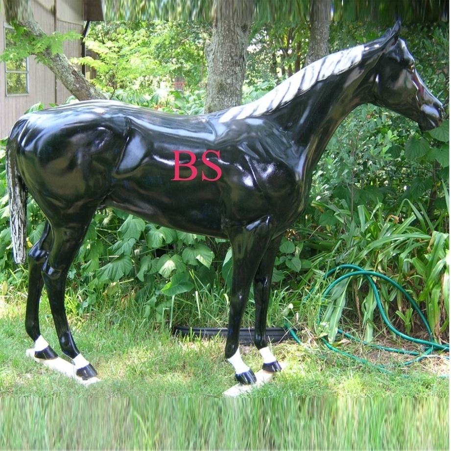 Fiberglass Jumping Horse Resin Statue With Gold Foil Polyreisn Animal Sculpture