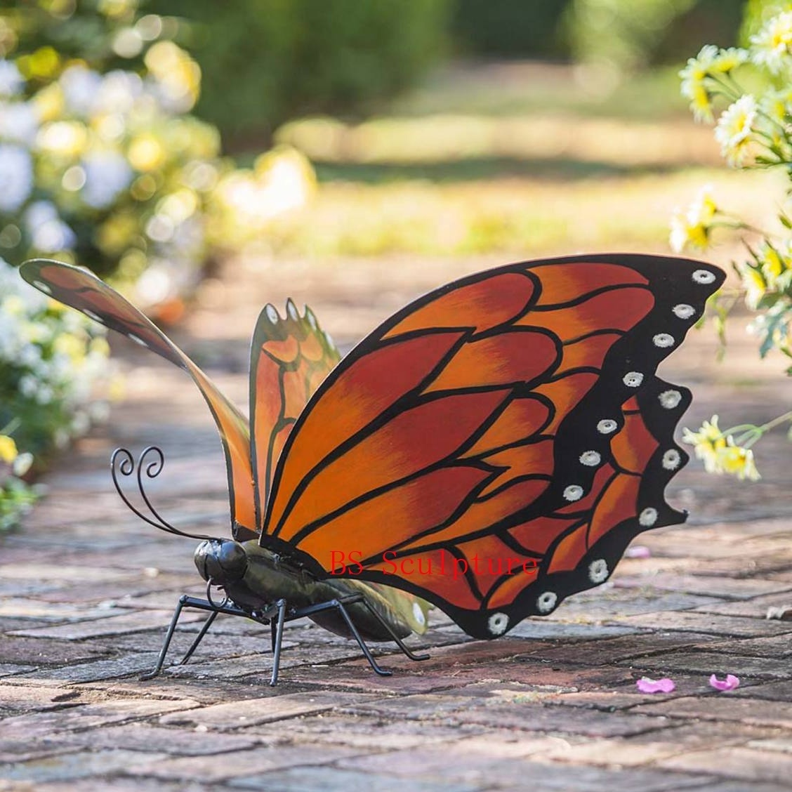 outdoor morden stainless steel butterfly statue bench art sculpture for sale