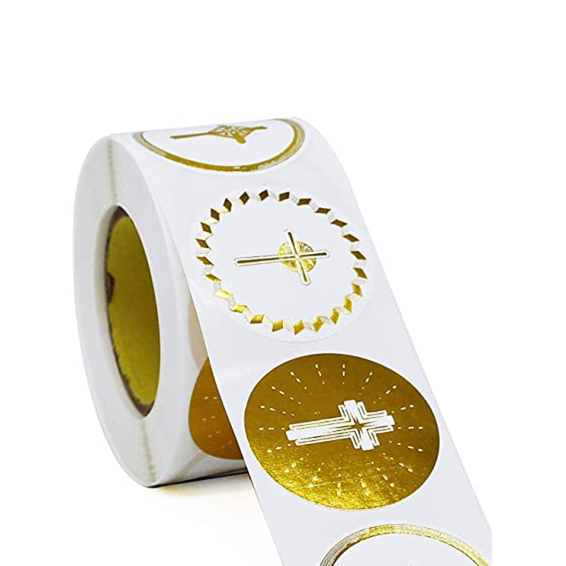 Jesus Religious Christian New Adhesive 7 Day Prayer Candle Label Gold Cross Sticker Roll