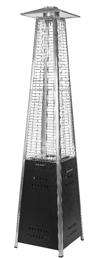 Glass Quartz Tube Pyramid Patio Gas Heater in powder coated steel