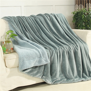 Coral fleece blanket Lamb flannel composite blanket solid color thickened double layer manufacturers wholesale