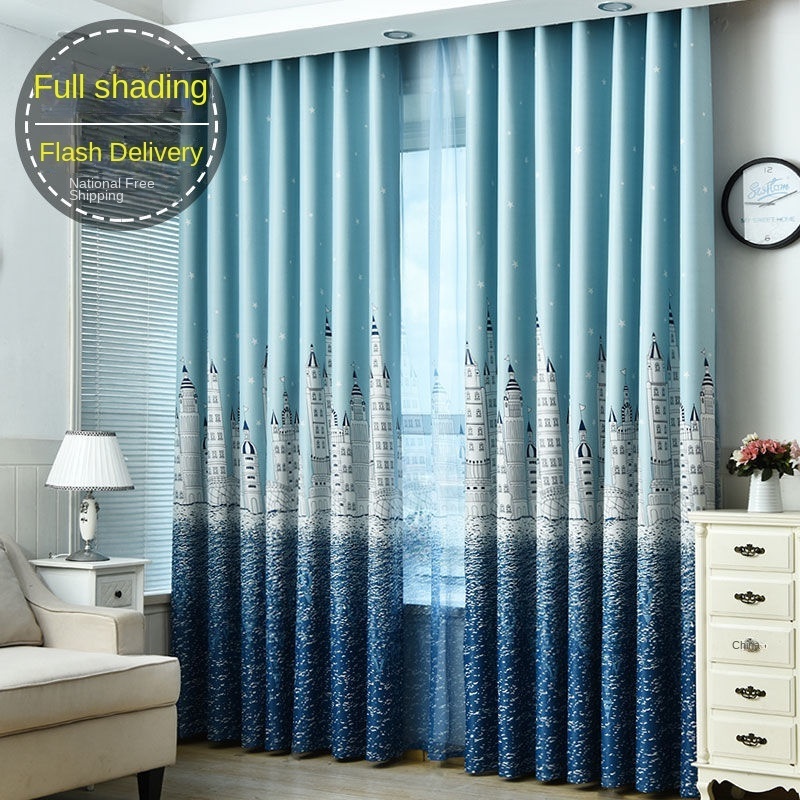 Thickened full blackout curtain finished Mediterranean castle curtain cloth bedroom living room balcony floating curtain