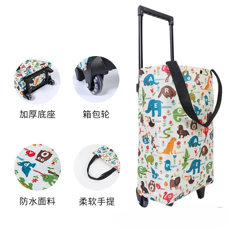 Retractable Cart Shopping Small Supermarket Lightweight Folding Wheels Handbag Trolley Bag