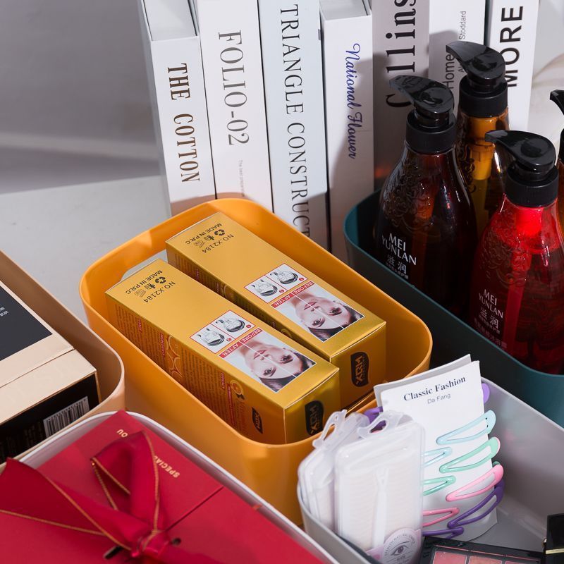 Plastic desktop storage box Cosmetics organizer Kitchen storage box Snack storage basket