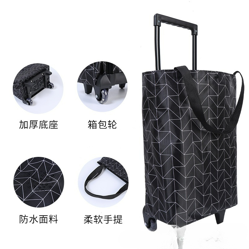 Retractable Cart Shopping Small Supermarket Lightweight Folding Wheels Handbag Trolley Bag